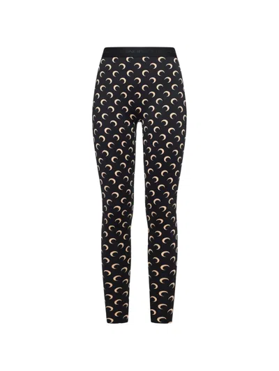 Marine Serre Fuseaux Moon Leggings In Regenerated Jersey In Nero