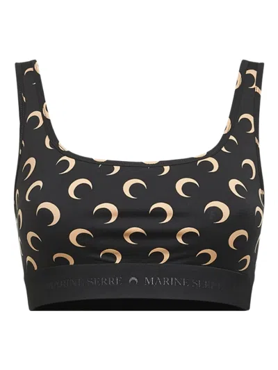Marine Serre Moon-print Mini Dress With Reinforced Hem In Black
