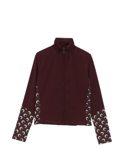 Marine Serre Moon-print Panelled Top In Burgundy