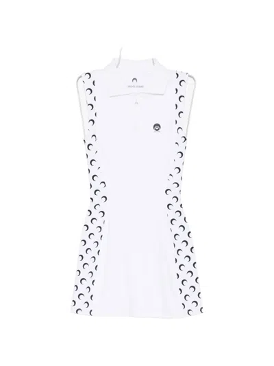 Marine Serre Moon-print Sleeveless Mini Dress In White