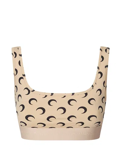 Marine Serre Moon-print Sports Bra In Neutral