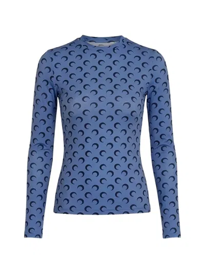 Marine Serre Moon-print T-shirt In Blue