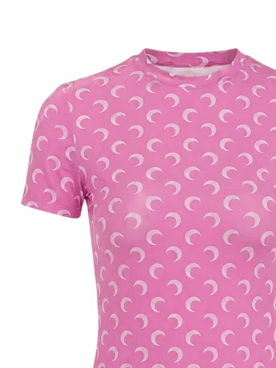 Marine Serre Moon-print T-shirt In Pink