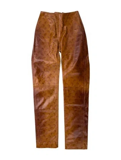 Pre-owned Marine Serre Moon-print Wide Leg Pants In Brown