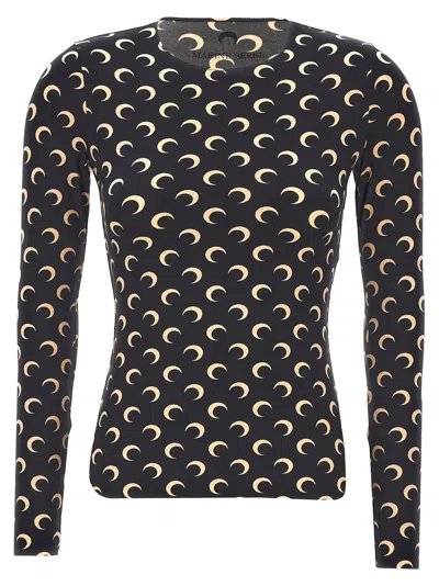 Marine Serre Moon-printed Jersey T-shirt In Black