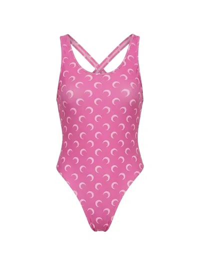 Marine Serre Moon-printed Swimsuit In Pink