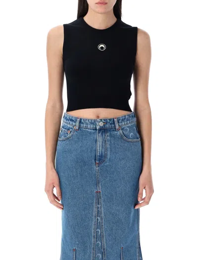 Marine Serre Mooon Logo Knit Vest In Black