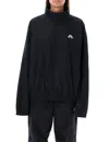 Marine Serre High-collared Black Nylon Track Jacket In Black