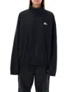 Marine Serre High-collared Black Nylon Track Jacket In Black