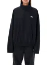 Marine Serre High-collared Black Nylon Track Jacket In Black