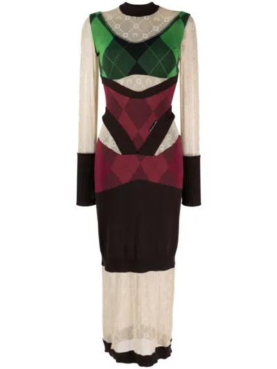 MARINE SERRE MULTI COLOR MULTI COLOR KNIT MIDI DRESS