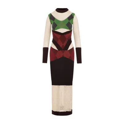 MARINE SERRE MULTICOLOR FITTED DRESS FOR WOMEN