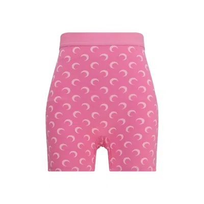 Marine Serre Multicolor Polyamide Bermuda Shorts In Pink