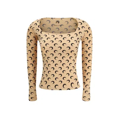 Marine Serre Multicolor Polyamide Top In Brown