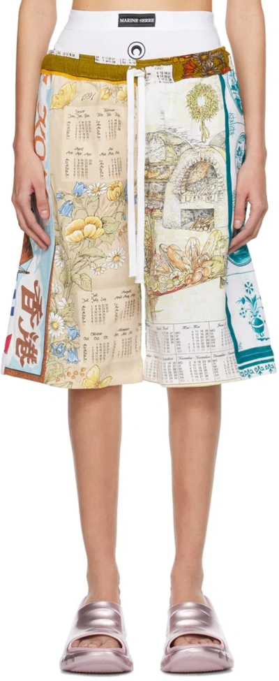 Marine Serre Multicolor Regenerated Household Linen Calendar Shorts In Mu00 Multicolor