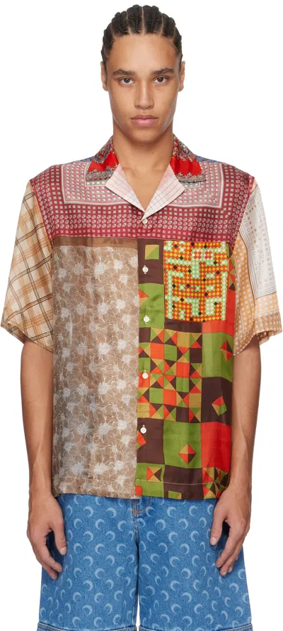 Marine Serre Multicolor Regenerated Silk Scarves Bowling Shirt In Mu00 Multicolor