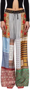 Marine Serre Multicolor Regenerated Silk Scarves Drawstring Trousers In Mu00 Multicolor
