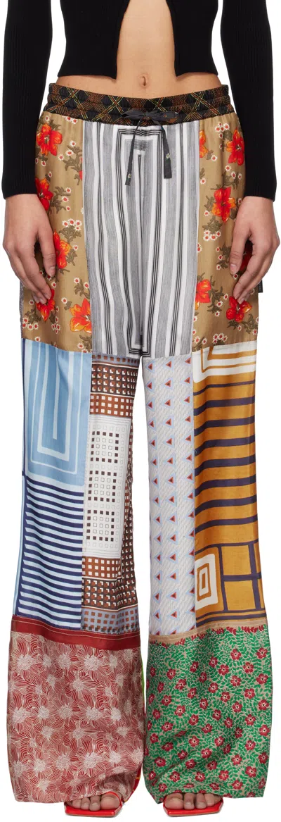 Marine Serre Multicolor Regenerated Silk Scarves Drawstring Trousers In Mu00 Multicolor