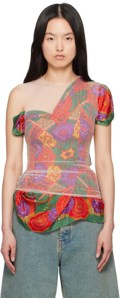 Marine Serre Multicolor Regenerated Silk Scarves Layer Top In Mu00 Multicolor