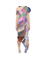Marine Serre Multicolor Regenerated Silk Scarves Fitted Maxi Dress In Nude