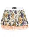Marine Serre Upcycled Pleated Mini Skirt In Neutrals