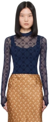 Marine Serre Navy Moonogram Turtleneck In Bl90 Navy