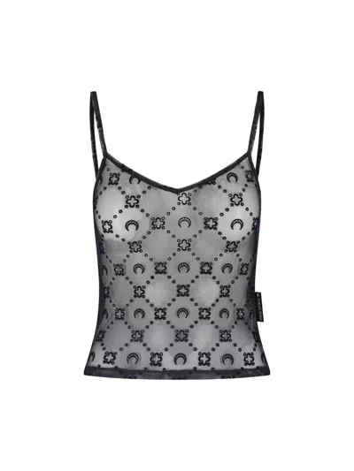 Marine Serre Netted Jersey Signature Top For Women In Black