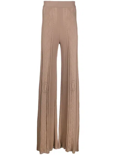 Marine Serre Pointelle-knit Trousers In Neutrals