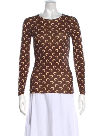 Pre-owned Marine Serre Nylon Graphic Print Top In Brown