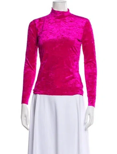 Pre-owned Marine Serre Nylon Mock Neck Top In Pink