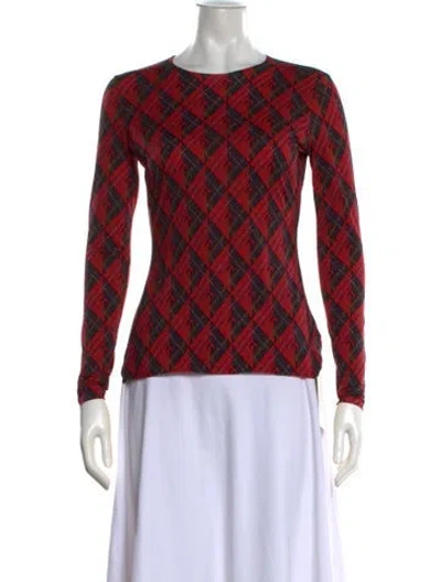 Pre-owned Marine Serre Nylon Plaid Print Top In Red