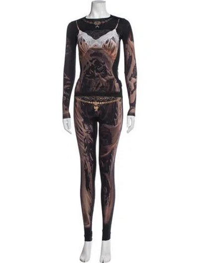 Pre-owned Marine Serre Nylon Printed Pant Set In Brown