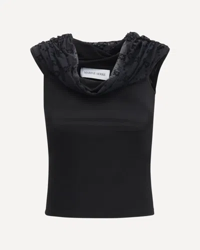 Marine Serre Off Shoulder Draped Top In Black