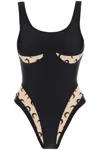 MARINE SERRE ONE-PIECE SWIMSUIT WITH ALL OVER MOON INSERTS