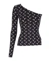Marine Serre Black Moon Print Jersey Asymmetric Top In Black