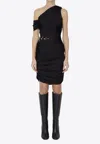 Marine Serre Shelter One-shoulder Draped Jersey Minidress In Black