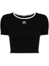 Marine Serre Moon Logo Ribbed Crop Top In Black