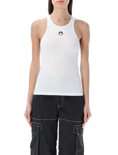 Marine Serre Organic Cotton Fitted Tank Top In White