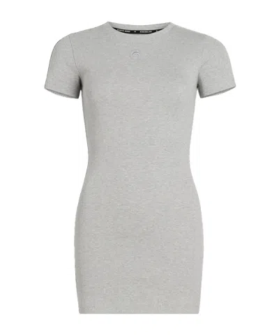 Marine Serre Organic Cotton Rib T-shirt Dress In Gray