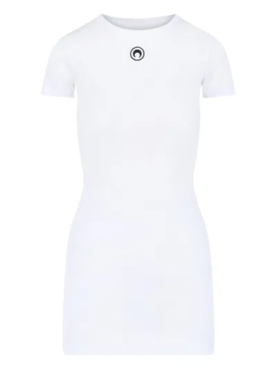 Marine Serre Organic Cotton Rib T-shirt Dress In White