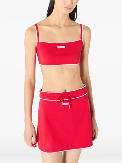 Marine Serre Organic Cotton Skirt In Red