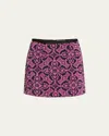 Marine Serre Embroidered Cotton And Polyester Mini Skirt In 07 Oriental Fuschia