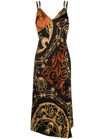 Marine Serre Ornament Jewelry-print Regenerated-silk Dress In Black