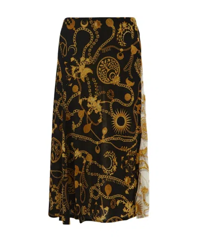 MARINE SERRE MARINE SERRE ORNAMENT MOON-PRINTED ASYMMETRIC MIDI SKIRT