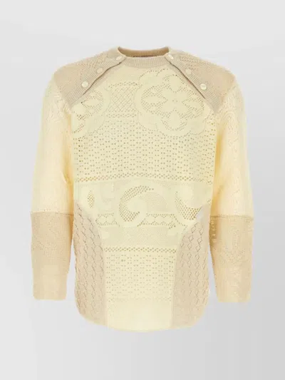 Marine Serre Beige Two-tone Crochet Oversize Sweater In Multi