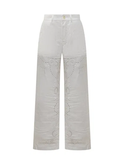Marine Serre Paintntaloni Trousers In White