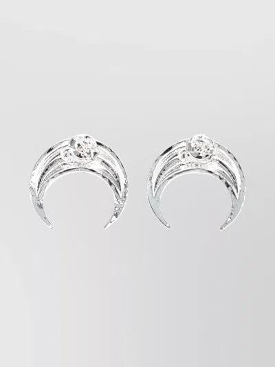 Marine Serre Pair Of Silver Moon Earrings In Metallic