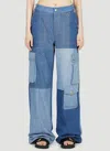 Marine Serre Patchwork Denim Cargo Pants In Blue