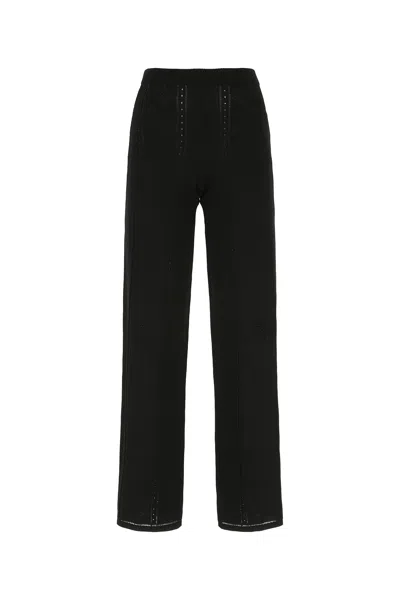 MARINE SERRE BLACK VISCOSE BLEND LUNAR-POINTELLE CULOTTE PANT