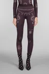 Marine Serre Tattoo Printed Jersey Legging In Brown